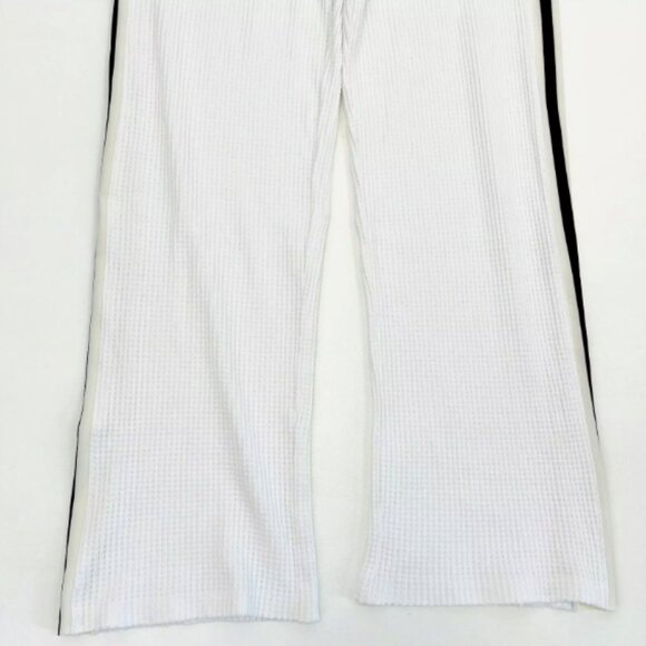 Norma Kamali White Waffle Knit Track Pants Side Stripe - Picture 6 of 15